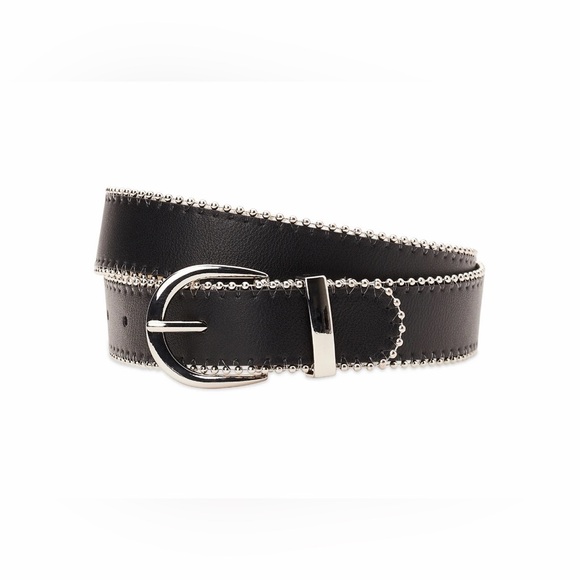 Madden Nyc Accessories - NWT - Black Belt with Silver Ball Chain Edge.